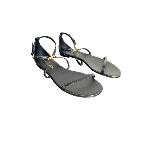 Alexander McQueen NIB Engraved Logo Sandals in Black Size 39.5 - Picture 10 of 13